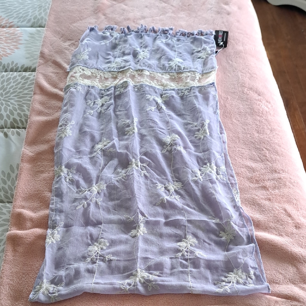 Lavender Lace Embroidered Scarf